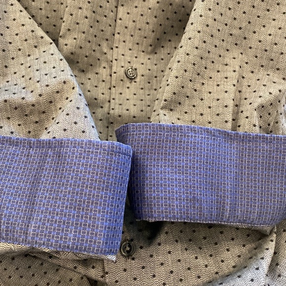 Egara navy dotted Long Sleeve Non Iron Slim Fit Shirt Size Medium EUC - Picture 14 of 14